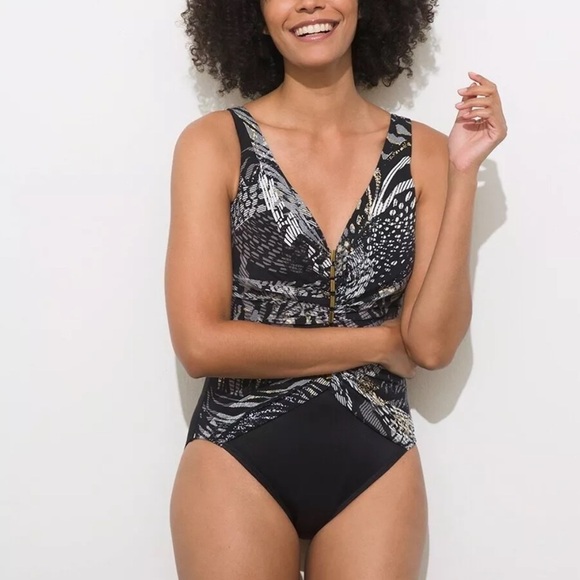 🌻NEW w.tag Miraclesuit Lux Lynx Charmer 1-Piece Slimming Suit Size 8 $194 Retai - Picture 2 of 14